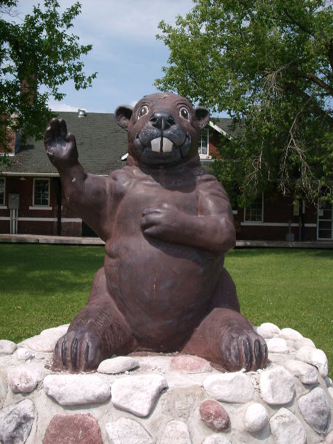 <div class="text-large">statue of a beaver standing upright</div>