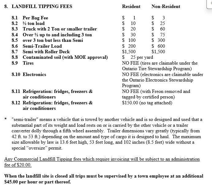 landfill rates