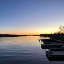 a lake at sunset