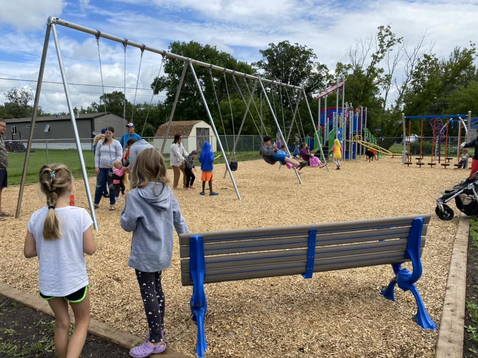a playground with kids playing