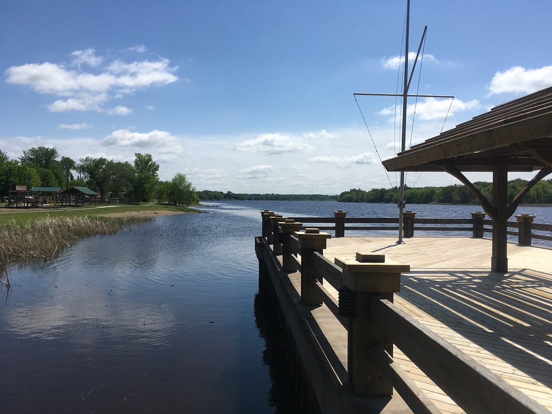 a dock overlooking a lake