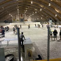 people doing a training session in the domed space