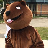 person in beaver mascot costume